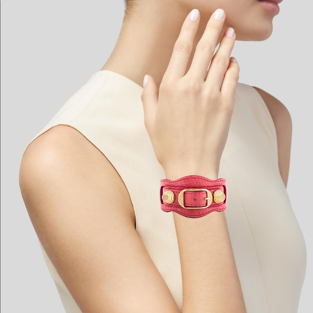 BALENCIAGA Arena leather giant bracelet in orange